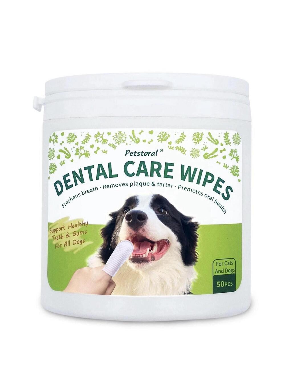 50 Count Dental Wipes for Dogs & Cats, Teeth & Gum Cleaning, Plaque